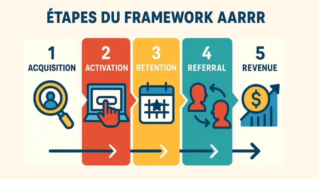 Étapes du framework AARRR : Acquisition à Revenue