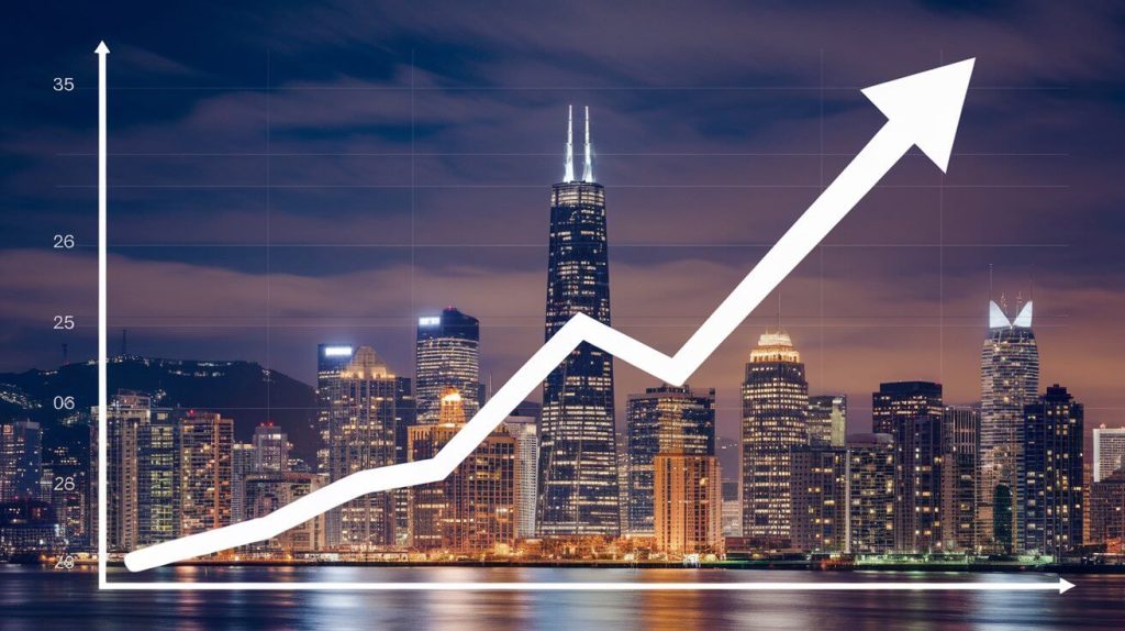 Graphique montrant une forte croissance économique urbaine.